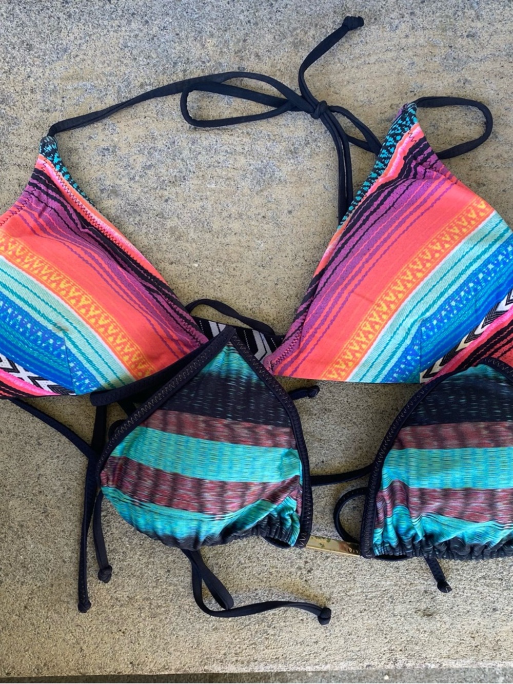 Colorful Striped Triangle Bikini Top(s) - Picture 2 of 7